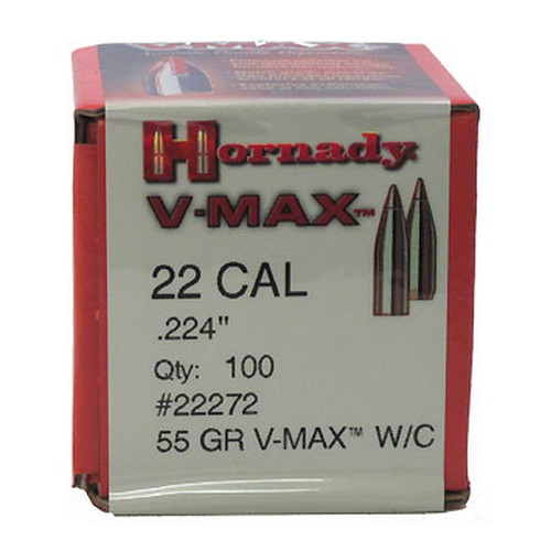 Hornady - V-Max - 22 Caliber - BULLET 22 CAL 224 55GR V-MAX W/C 100/BX for sale