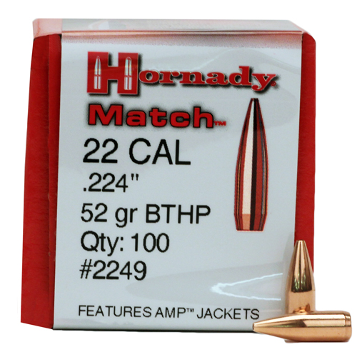 Hornady - Match - 22 Caliber - BULLET 22 CAL 224 52GR BTHP MTCH 100/BX for sale