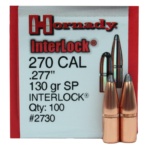 Hornady - InterLock - 270 Caliber - BULLET 270 CAL 277 130 GR SP 100/BX for sale