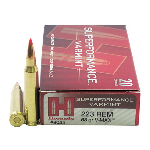 HORNADY SPF VARMINT 223REM 53GR V-MAX 20RD 10BX/CS - for sale