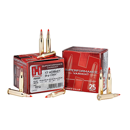 HORNADY SPF VARMINT 17HORNET 20GR V-MAX 25RD 10BX/CS - for sale