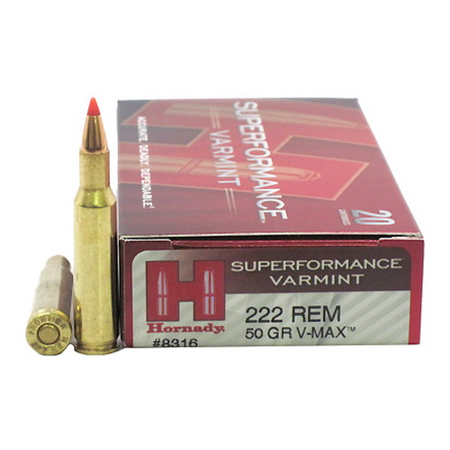 HORNADY SPF VARMINT 222 REM 50GR V-MAX 20RD 10BX/CS - for sale