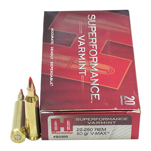 HORNADY SPF VARMINT 22-250REM 50GR V-MAX 20RD 10BX/CS - for sale