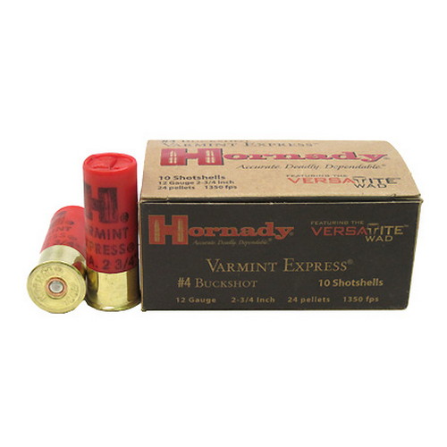 HORNADY 12GA 2.75" #4 BUCK 24 PELLETS 10RD 10BX/CS - for sale