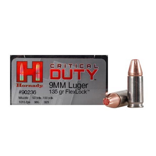 HORNADY CRITICAL DUTY 9MM LUG 135GR FLEXLOCK 25RD 10BX/CS - for sale