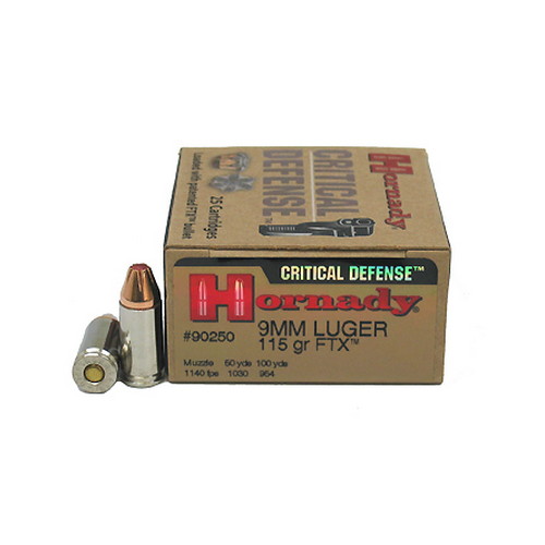 HORNADY CRITICAL DEFENSE 9MM LUGER 115GR FTX 25RD 10BX/CS - for sale