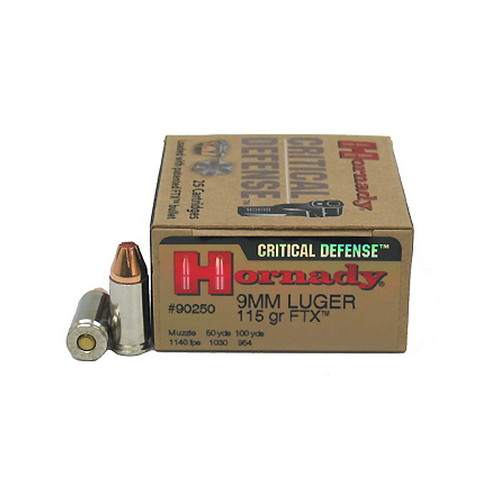 HORNADY CRITICAL DEFENSE 115GR 9MM LUGER FTX 25RD 10BX/CS - for sale