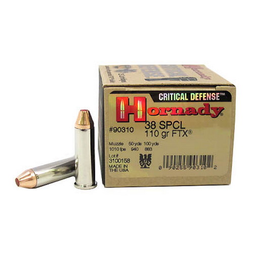 Hornady - Critical Defense - .38 Special - AMMO 38 SPCL 110GR FTXCD 25/BX for sale