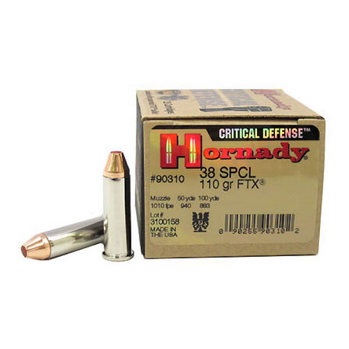 HORNADY CRITICAL DEFENSE 38 SPECIAL 110GR FTX 25RD 10BX/CS - for sale