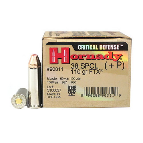 Hornady - Critical Defense - .38 Special - AMMO 38 SPCL+P 110GR FTXCD 25/BX for sale