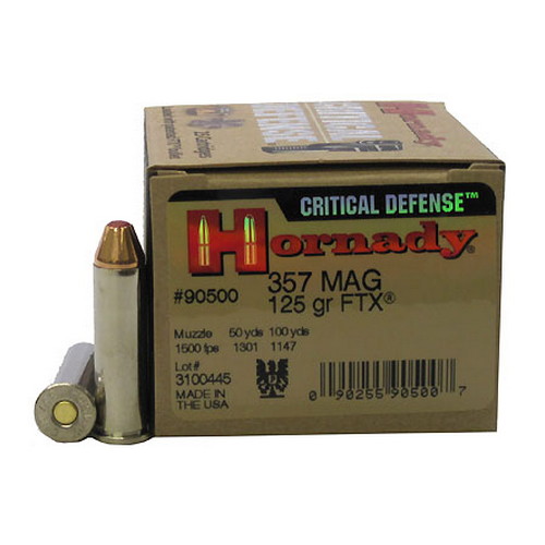 HORNADY CRITICAL DEFENSE  .357 MAGNUM 125GR FTX 25RD 10BX/CS - for sale