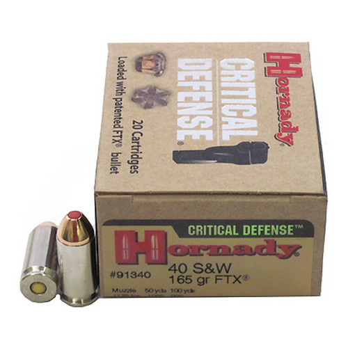 HORNADY CRITICAL DEFENSE 40SW 165GR FTX 20RD 10BX/CS - for sale