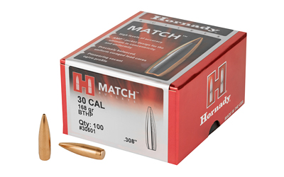 Hornady - Match - 30 Caliber - BULLET 30 CAL 308 168GR BTHP MTCH 100/BX for sale