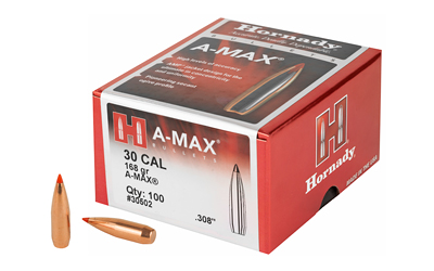 Hornady - A-MAX - 30 Caliber - BULLET 30 CAL 308 168 GR A-MAX 100/BX for sale