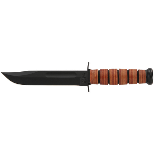 ka-bar knives - USMC - FIGHT USMC CLIP STRT 7IN W/LTHR BRN for sale