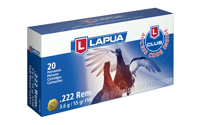 LAPUA 222 REM 55GR FMJ 20/600 - for sale