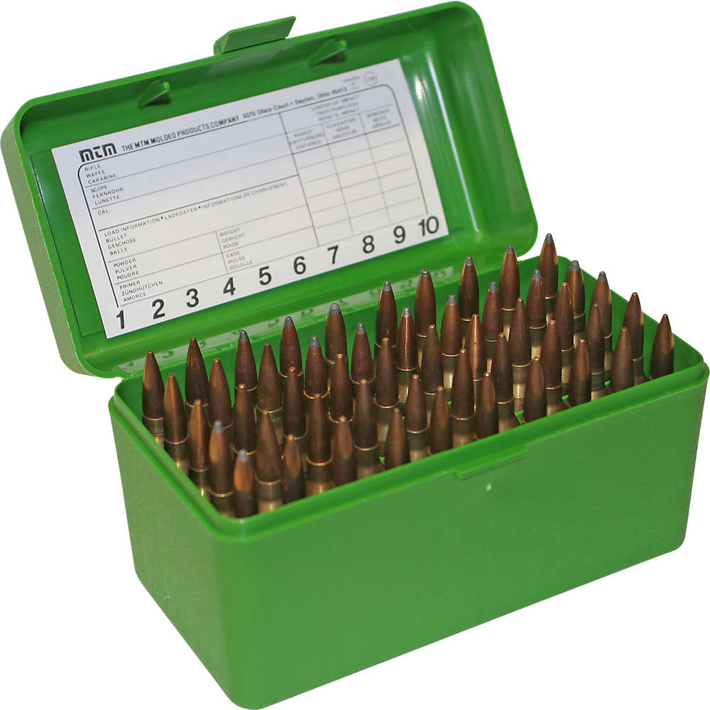 mtm case-gard - RLLD5010 - AMMO BOX - 50 RD FLIP TOP 375 REM GRN for sale