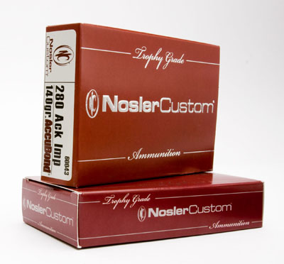 NOSLER TROPHY 280 ACK IMP 140GR ACCUBOND 20RD 10BX/CS - for sale