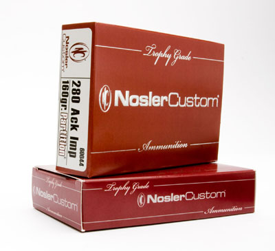 NOSLER TROPHY 280 ACK IMP 160GR PARTITION 20RD 10BX/CS - for sale