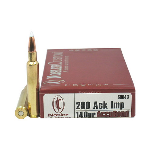 NOSLER TROPHY 280 ACK IMP 140GR ACCUBOND 20RD 10BX/CS - for sale
