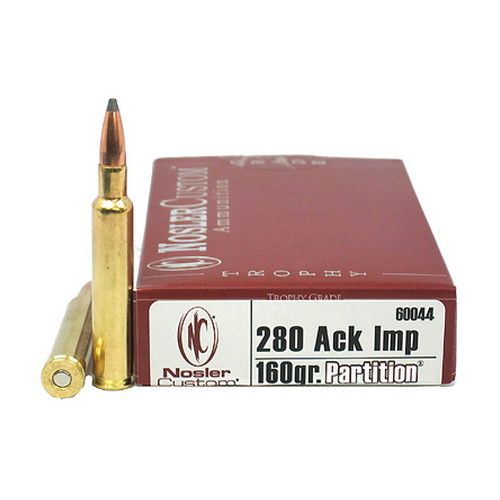 NOSLER TROPHY 280 ACK IMP 160GR PARTITION 20RD 10BX/CS - for sale