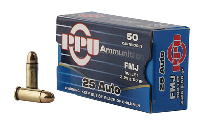 PPU 25ACP FMJ 50GR 50/1000 - for sale