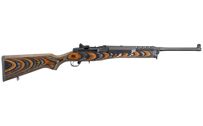 RUGER MINI-14 5.56MM LAMINATED CHEVRON BROWN/BLACK STOCK BLUE - for sale