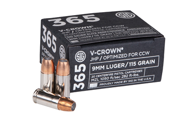 SIG 365 9MM LUGER 115GR ELITE V-CROWN JHP 20RD 10BX/CS - for sale