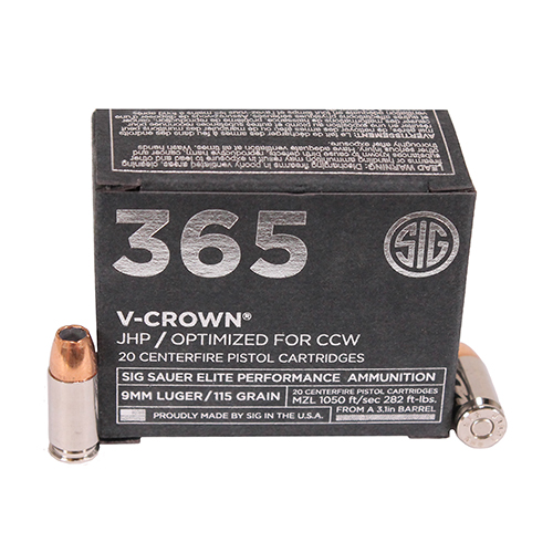 SIG AMMO 9MM 115GR JHP CCW 20/200 - for sale