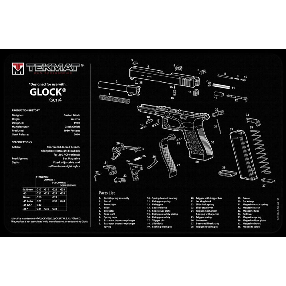 tekmat - Glock Gen 4 - TEKMAT GLOCK GEN 4 - 11X17IN for sale