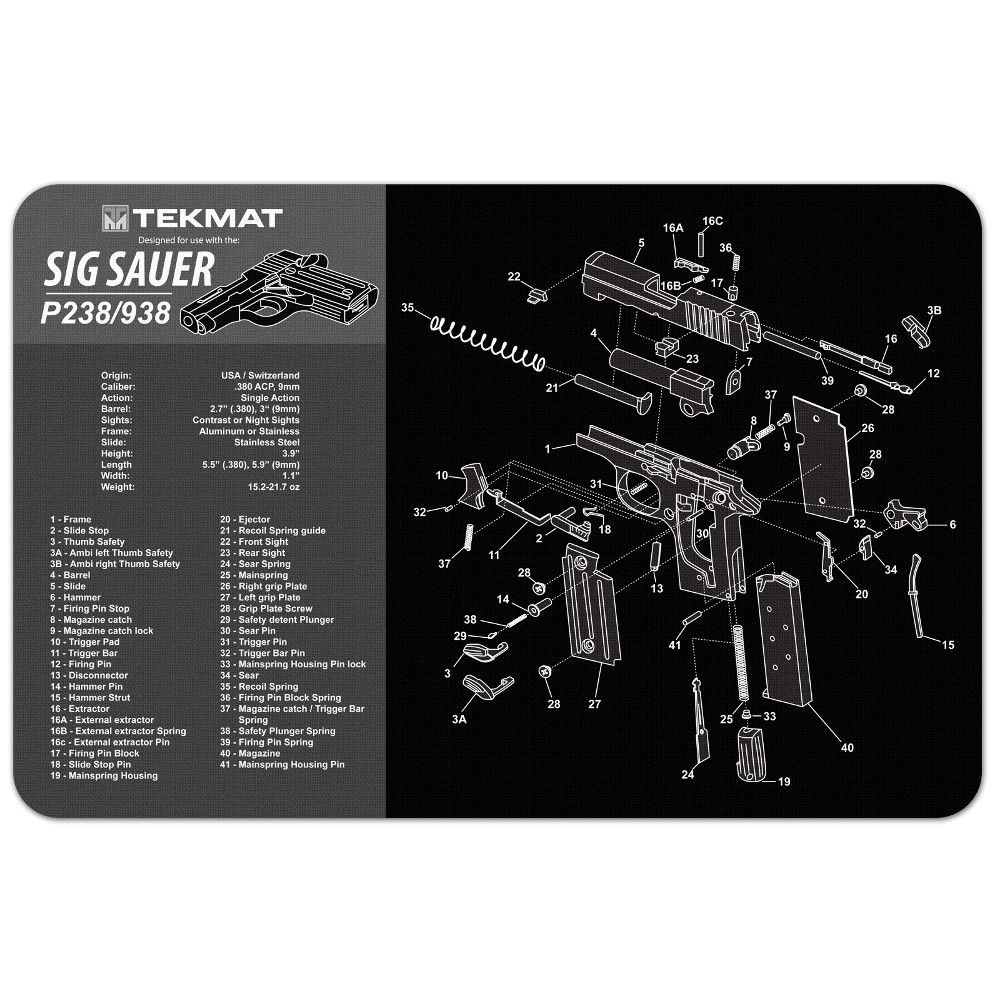 tekmat - Sig P238 - TEKMAT SIG SAUER P238 - 11X17IN for sale
