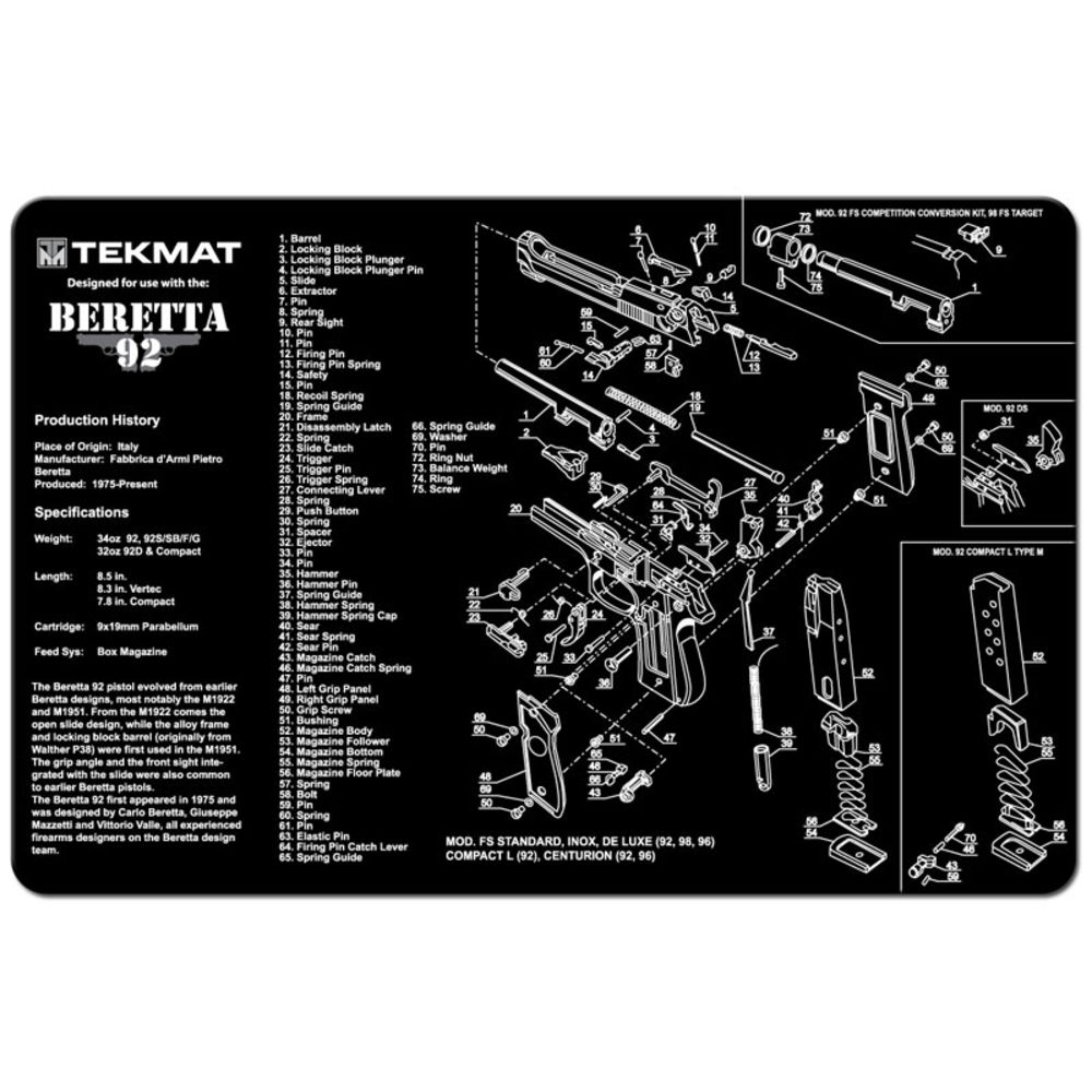 tekmat - Beretta 92 - TEKMAT BERETTA 92 - 11X17IN for sale