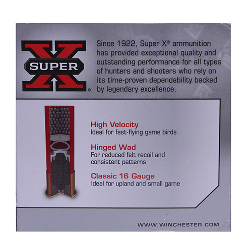 WINCHESTER SUPER-X 16GA 2.75" 1-1/8OZ #4 1295FPS 25RD 10BX/C - for sale