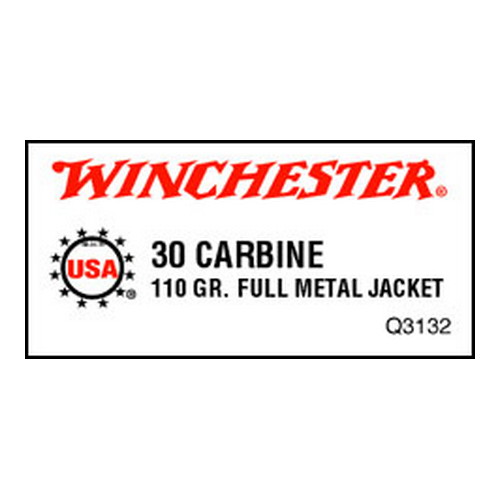WINCHESTER USA 30 CARBINE 110GR FMJ-RN 50RD 10BX/CS - for sale