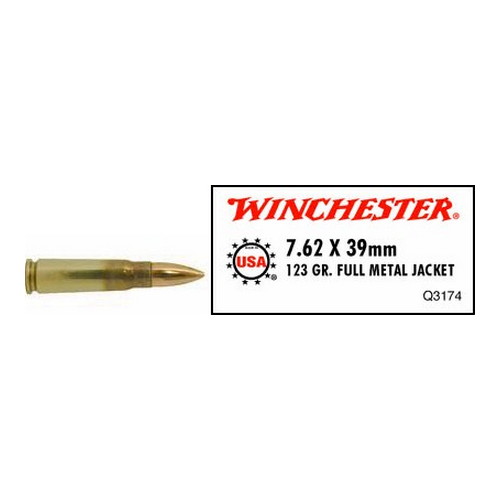 WINCHESTER USA 7.62X39 123GR FMJ 20RD 10BX/CS - for sale