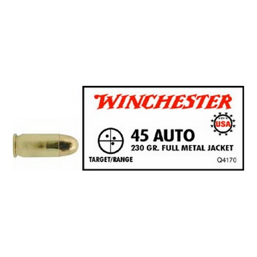 WINCHESTER USA 45 ACP 230GR FMJ RN 50RD 10BX/CS - for sale