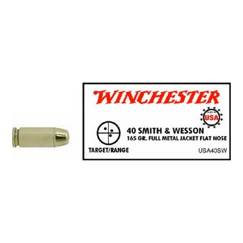 WINCHESTER USA 40 SW 165GR FMJ TRUNCATED CONE 50RD 10BX/CS - for sale