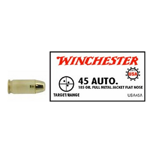 WINCHESTER USA 45 ACP 185GR FMJ 50RD 10BX/CS - for sale