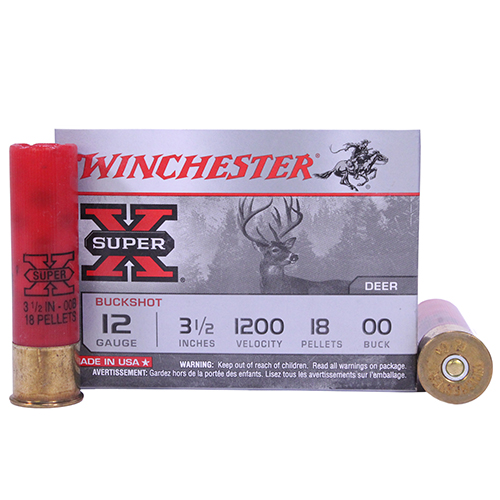 WINCHESTER SUPER-X 12GA 3.5" 1200FPS 00BK 18PLT 5RD 50BX/CS - for sale