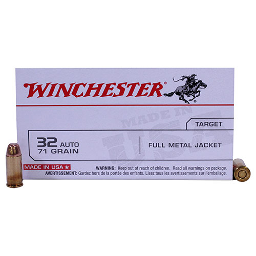 WINCHESTER USA 32 ACP 71GR FMJ-RN 50RD 10BX/CS - for sale