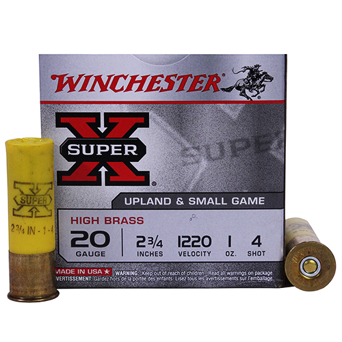 WINCHESTER SUPER-X 20GA 2.75" 1OZ #4 1220FPS 25RD 10BX/CS - for sale