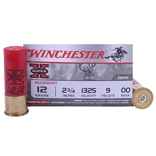 WINCHESTER SUPER-X 12GA 2.75" 1325FPS 00BK 9PLTS 5RD 50BX/CS - for sale