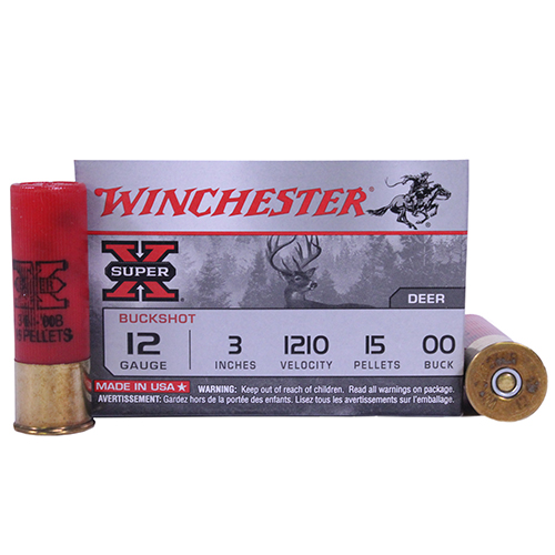 WINCHESTER SUPER-X 12GA 3" 1210FPS 00BK 15PLT 5RD 50BX/CS - for sale