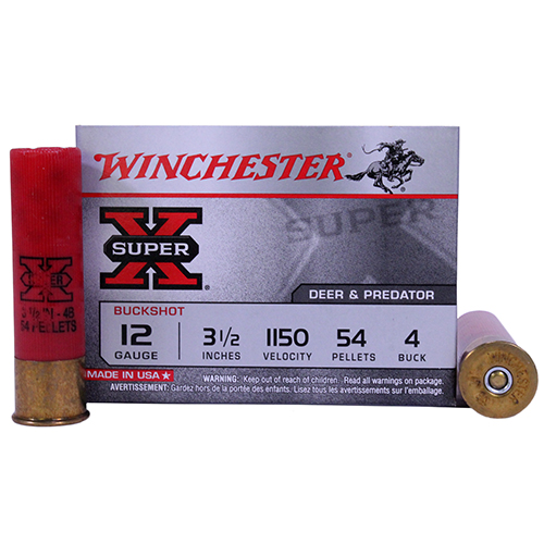 WINCHESTER SUPER-X 12GA 3.5" #4 BUCK 54 PELLETS 5RD 50BX/CS - for sale