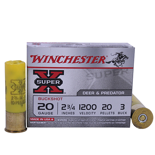 WINCHESTER SUPER-X 20GA 2.75" 1200FPS 3BK 20PLTS 5RD 50BX/CS - for sale