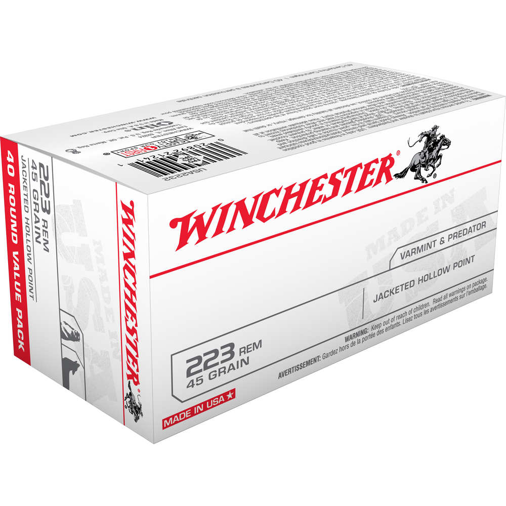 WINCHESTER USA 223 REMINGTON 45GR JHP 40RD 10BX/CS - for sale
