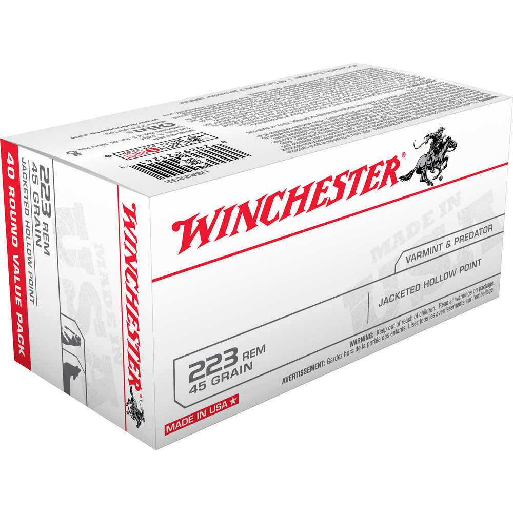 WINCHESTER USA 223 REM 45GR JHP 40RD 10BX/CS - for sale