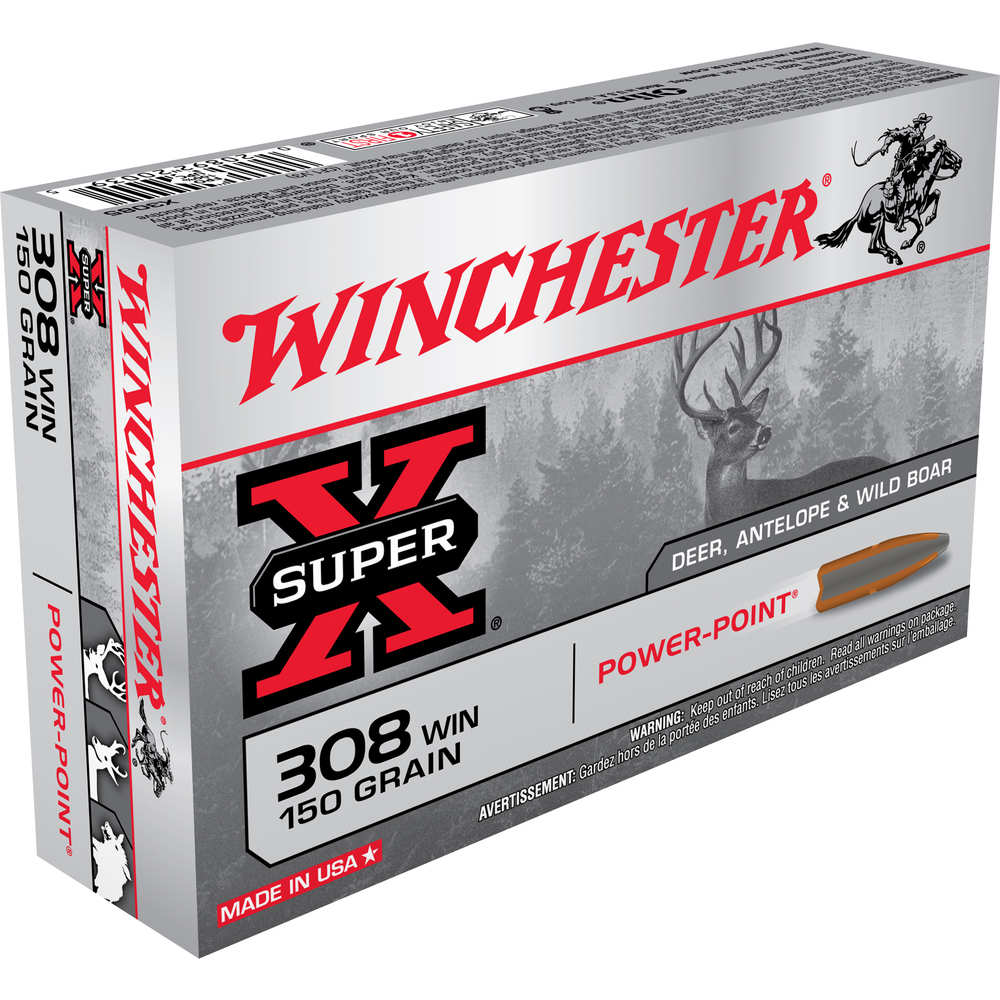 WINCHESTER SUPER-X 308 WIN 150GR POWER POINT 20RD 10BX/CS - for sale