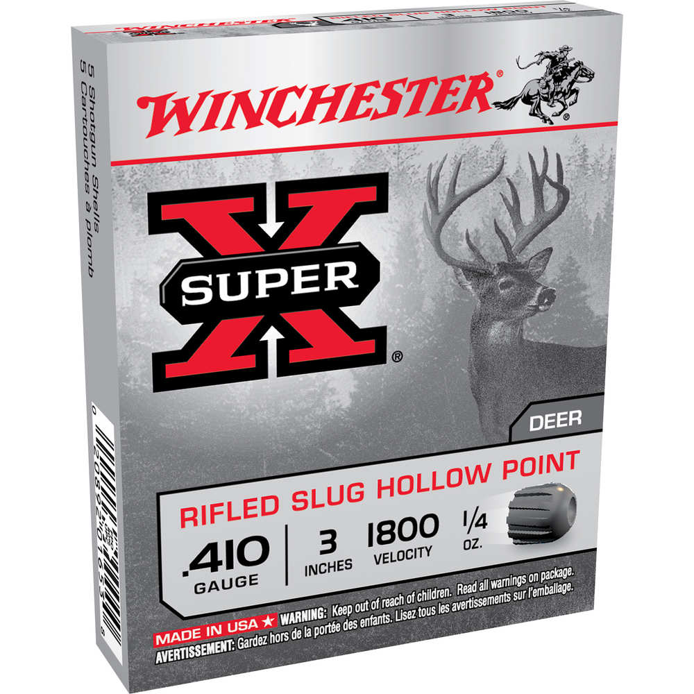 WINCHESTER SUPER-X SLG 410 3" 1800FPS 1/4OZ RFLD 5RD 50BX/CS - for sale