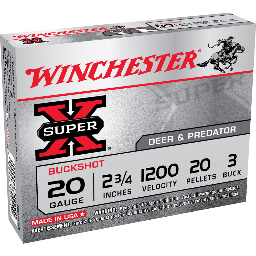 WINCHESTER SUPER-X 20GA 2.75" 1200FPS 3BK 20PLTS 5RD 50BX/CS - for sale